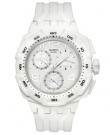 Set the tone for your day with this whiteout chronograph Mister Pure collection Swatch watch.