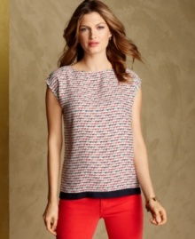 An allover horse print enlivens Tommy Hilfiger's breezy top. Pair it with colored jeans for a perfectly preppy ensemble. An allover horse print enlivens Tommy Hilfiger's breezy top. Pair it with colored jeans for a perfectly preppy ensemble.