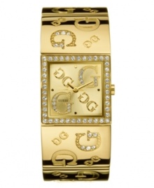 A fun signature watch by GUESS, encrusted with Swarovski crystals.