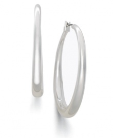 Lauren by Ralph Lauren modernized classic hoop earrings with a graduated shape. In silvertone mixed metal. Approximate diameter: 1-1/2 inches Lauren by Ralph Lauren modernized classic hoop earrings with a graduated shape. In silvertone mixed metal. Approximate diameter: 1-1/2 inches