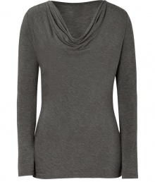 Easy to style and effortlessly chic, this draped neck top from Majestic is a new-season must-have - Draped cowl neckline, long sleeves, slim fit, long body - Pair with skinny jeans, a boyfriend blazer, and ankle booties Easy to style and effortlessly chic, this draped neck top from Majestic is a new-season must-have - Draped cowl neckline, long sleeves, slim fit, long body - Pair with skinny jeans, a boyfriend blazer, and ankle booties