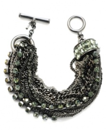 Elaborately elegant. Multiple strands of metallic chains and crystal cup chains intertwine in Kenneth Cole New York's glam toggle bracelet. Crafted in hematite and silver tone mixed metal. Approximate length: 7-1/2 inches. Elaborately elegant. Multiple strands of metallic chains and crystal cup chains intertwine in Kenneth Cole New York's glam toggle bracelet. Crafted in hematite and silver tone mixed metal. Approximate length: 7-1/2 inches.