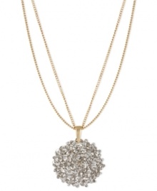 Put on a dazzling display with this pendant necklace from Kenneth Cole New York. Crafted from gold-tone mixed metal, the chains come together to suspend a sparkling cluster of silver-colored faceted beads. Approximate length: 16 inches + 3-inch extender. Approximate drop: 2 inches. Put on a dazzling display with this pendant necklace from Kenneth Cole New York. Crafted from gold-tone mixed metal, the chains come together to suspend a sparkling cluster of silver-colored faceted beads. Approximate length: 16 inches + 3-inch extender. Approximate drop: 2 inches.