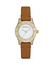 Classically styled with signature detailing. This leather strap watch from MARC BY MARC JACOBS scores major fashion points for it's minimalist design. Classically styled with signature detailing. This leather strap watch from MARC BY MARC JACOBS scores major fashion points for it's minimalist design.