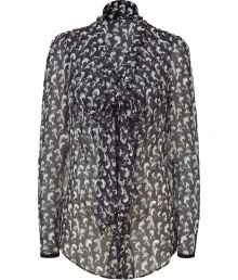 Inject instant chic to your workweek style with this silk tie-neck blouse from Victor & Rolf - V-neck with tie-front, front button placket, long sleeves, semi-sheer, all-over Victorian woman print, relaxed silhouette - Style with a pencil skirt, a bold shoulder blazer, and pumps Inject instant chic to your workweek style with this silk tie-neck blouse from Victor & Rolf - V-neck with tie-front, front button placket, long sleeves, semi-sheer, all-over Victorian woman print, relaxed silhouette - Style with a pencil skirt, a bold shoulder blazer, and pumps