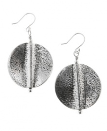 Well-rounded. A stylish circular silhouette defines these textured drop earrings from Lucky Brand. Crafted in silver tone mixed metal, they're nickel-free and appropriate for sensitive skin). Approximate drop: 2 inches. Well-rounded. A stylish circular silhouette defines these textured drop earrings from Lucky Brand. Crafted in silver tone mixed metal, they're nickel-free and appropriate for sensitive skin). Approximate drop: 2 inches.