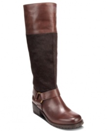 Pull on this contrasting style and watch your look soar. Lucky Brand's Abeni2 boots feature a pony hair section along the shaft that makes this leather pair truly unique. Pull on this contrasting style and watch your look soar. Lucky Brand's Abeni2 boots feature a pony hair section along the shaft that makes this leather pair truly unique.