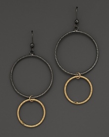 Striking, elegant hoops of black and yellow gold. By Lana. Striking, elegant hoops of black and yellow gold. By Lana.