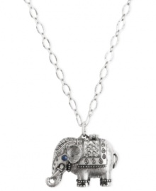 There's no ignoring this elephant in any room you might be in. Lucky Brand's locket necklace is crafted from silver-tone mixed metal, and features semi-precious lapis and turquoise accents, making it a stylish conversation starter. Item comes packaged in a signature Lucky Brand Box. Approximate length: 32 inches + 2-inch extender. Approximate drop: 3/4 inch. There's no ignoring this elephant in any room you might be in. Lucky Brand's locket necklace is crafted from silver-tone mixed metal, and features semi-precious lapis and turquoise accents, making it a stylish conversation starter. Item comes packaged in a signature Lucky Brand Box. Approximate length: 32 inches + 2-inch extender. Approximate drop: 3/4 inch.