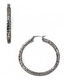 On-trend in textured metal. Slip on this pair of MARC BY MARC JACOBS hoop earrings to tip the style scales. On-trend in textured metal. Slip on this pair of MARC BY MARC JACOBS hoop earrings to tip the style scales.