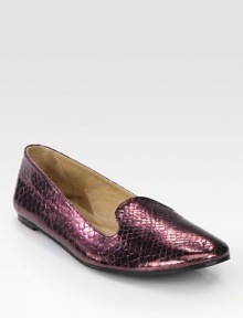 Casual staple in reflective metallic leather, embossed with a python-inspired print for textural appeal. Python-print metallic leather upperLeather lining and solePadded insoleMade in Italy Casual staple in reflective metallic leather, embossed with a python-inspired print for textural appeal. Python-print metallic leather upperLeather lining and solePadded insoleMade in Italy
