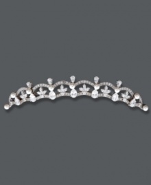 Whether it's for prom or Quinceanera -- she'll look like an absolute princess. CRISLU's tiara adds glamour to any occasion with sparkling cubic zirconias (17 ct. t.w.) and freshwater pearl accents (4 cm). Crafted in platinum over sterling silver. Whether it's for prom or Quinceanera -- she'll look like an absolute princess. CRISLU's tiara adds glamour to any occasion with sparkling cubic zirconias (17 ct. t.w.) and freshwater pearl accents (4 cm). Crafted in platinum over sterling silver.