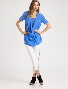 Sumptuous washed crepe-de-chine, elegantly draped in an elongated tie-back tunic.ScoopneckShort sleevesDraped frontTie backAbout 31 from shoulder to hemSilkDry cleanImportedModel shown is 5'9½ (176cm) wearing US size 4. Sumptuous washed crepe-de-chine, elegantly draped in an elongated tie-back tunic.ScoopneckShort sleevesDraped frontTie backAbout 31 from shoulder to hemSilkDry cleanImportedModel shown is 5'9½ (176cm) wearing US size 4.