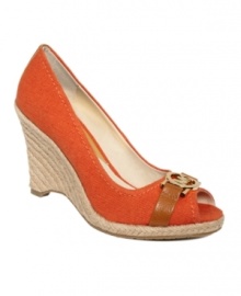 MICHAEL Michael Kors raises the stakes on the classic espadrille by adding a chic leather strap topped by his signature metal logo charm. MICHAEL Michael Kors raises the stakes on the classic espadrille by adding a chic leather strap topped by his signature metal logo charm.