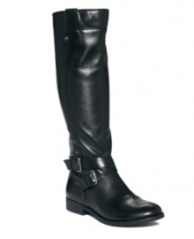 Marc Fisher's Artful modernizes the look of a traditional riding boot with crisscross straps and double buckle hardware embellishment, while the round-toe shape and low heel ensure plenty of comfort. Available in leather or suede. Marc Fisher's Artful modernizes the look of a traditional riding boot with crisscross straps and double buckle hardware embellishment, while the round-toe shape and low heel ensure plenty of comfort. Available in leather or suede.