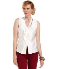 With its unique, vest-styled placket, Nine West's charmeuse shell lends a charming touch to suits and work separates alike. With its unique, vest-styled placket, Nine West's charmeuse shell lends a charming touch to suits and work separates alike.