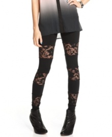 So bold, so punk: sheer lace insets add major attitude to a pair of every day leggings from Material Girl. So bold, so punk: sheer lace insets add major attitude to a pair of every day leggings from Material Girl.
