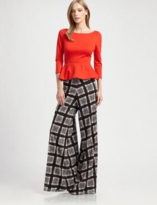 EXCLUSIVELY AT SAKS. Light crepe in a top-fit design finished with a flirty peplum hem.BoatneckThree-quarter sleevesBack stretch panelCenter back zipperAbout 20 from shoulder to hem59% silk/37% rayon/4% spandexDry cleanImportedModel shown is 5'9 (175cm) wearing US size Small. EXCLUSIVELY AT SAKS. Light crepe in a top-fit design finished with a flirty peplum hem.BoatneckThree-quarter sleevesBack stretch panelCenter back zipperAbout 20 from shoulder to hem59% silk/37% rayon/4% spandexDry cleanImportedModel shown is 5'9 (175cm) wearing US size Small.
