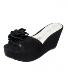 Add mysterious boudoir style to your look with the sexy, slip-on Jaelyn wedges by Paris Hilton. Add mysterious boudoir style to your look with the sexy, slip-on Jaelyn wedges by Paris Hilton.