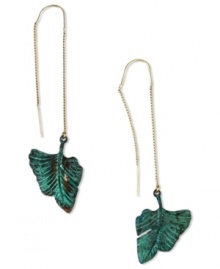 A natural beauty. RACHEL Rachel Roy's leaf-inspired earrings flaunt a green patina finish. Crafted in worn gold tone mixed metal. Approximate drop: 3-1/4 inches. A natural beauty. RACHEL Rachel Roy's leaf-inspired earrings flaunt a green patina finish. Crafted in worn gold tone mixed metal. Approximate drop: 3-1/4 inches.