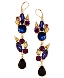 Quite the colorful bunches. This pair of drop earrings from RACHEL Rachel Roy makes a vibrant statement. Crafted from gold-tone mixed metal with glass stones. Approximate drop: 3 inches. Approximate diameter: 3/4 inch. Quite the colorful bunches. This pair of drop earrings from RACHEL Rachel Roy makes a vibrant statement. Crafted from gold-tone mixed metal with glass stones. Approximate drop: 3 inches. Approximate diameter: 3/4 inch.