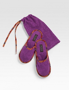 A pair of classic toweling slippers designing in plush cotton with multi-stripe detail and a convenient drawstring pouch. Includes pouch Cotton Machine wash Made in Italy A pair of classic toweling slippers designing in plush cotton with multi-stripe detail and a convenient drawstring pouch. Includes pouch Cotton Machine wash Made in Italy