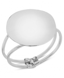Elegance with an edge. This two-row bracelet from Robert Lee Morris is crafted from silver-tone mixed metal with a large concave disc in the center for a bit of contemporary flair. Approximate length: 7-1/2 inches. Elegance with an edge. This two-row bracelet from Robert Lee Morris is crafted from silver-tone mixed metal with a large concave disc in the center for a bit of contemporary flair. Approximate length: 7-1/2 inches.