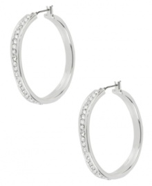 Classic cool. Hoop earrings from Robert Lee Morris get a sparkling touch with glass pave crystal accents. Crafted from silver-tone mixed metal. Approximate diameter: 1-1/4 inches. Approximate drop: 1-5/8 inches. Classic cool. Hoop earrings from Robert Lee Morris get a sparkling touch with glass pave crystal accents. Crafted from silver-tone mixed metal. Approximate diameter: 1-1/4 inches. Approximate drop: 1-5/8 inches.