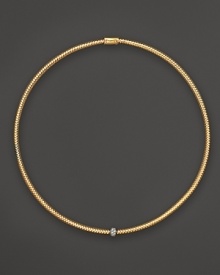 A single diamond station shines on this 18K gold mesh necklace from Roberto Coin. A single diamond station shines on this 18K gold mesh necklace from Roberto Coin.
