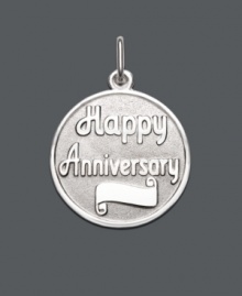 Whether the celebration is for 5, 10 or 50 years, this Happy Anniversary charm makes the perfect personalized gift. Sterling silver charm can be engraved. Approximate drop: 3/4 inch. Whether the celebration is for 5, 10 or 50 years, this Happy Anniversary charm makes the perfect personalized gift. Sterling silver charm can be engraved. Approximate drop: 3/4 inch.