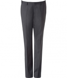 Elegant pants in charcoal wool - Fine pin stripes - Classic and slim fit, visible creases - Narrow waistband with belt loops - Dream pants for business and afterwards - Looks stylish, mature, gentlemanly - Wear with a shirt, cashmere pullover and/or the matching jacket