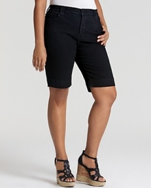 Precise tailoring takes to a flattering black hue for a sleek silhouette. Pair these Not Your Daughter's Jeans shorts with a graphic blouse and stacked wedges for a night out. Precise tailoring takes to a flattering black hue for a sleek silhouette. Pair these Not Your Daughter's Jeans shorts with a graphic blouse and stacked wedges for a night out.