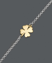 Adorn yourself with a little luck of the Irish. Studio Silver's sweet clover bracelet features a sterling silver chain with an 18k gold over sterling silver charm. Approximate length: 7-1/2 inches. Approximate charm size: 1/2 inch. Adorn yourself with a little luck of the Irish. Studio Silver's sweet clover bracelet features a sterling silver chain with an 18k gold over sterling silver charm. Approximate length: 7-1/2 inches. Approximate charm size: 1/2 inch.