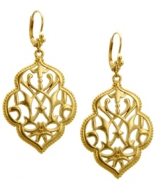 Flauntable style from the far east. T Tahari's intricate earrings draw inspiration from Moroccan culture, with a beautiful filigree pattern set in warm gold tone mixed metal. Approximate drop: 2-1/2 inches. Flauntable style from the far east. T Tahari's intricate earrings draw inspiration from Moroccan culture, with a beautiful filigree pattern set in warm gold tone mixed metal. Approximate drop: 2-1/2 inches.