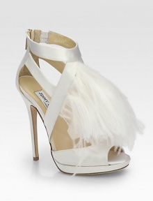 Make an entrance with this flirty satin silhouette defined by mesh cutouts and luxe Marabou ostrich feathers. Self-covered heel, 5½ (140mm)Covered platform, ½ (15mm)Compares to a 5 heel (125mm)Satin and mesh upper with dyed Marabou ostrich feathersBack zipLeather lining and solePadded insoleMade in Italy Make an entrance with this flirty satin silhouette defined by mesh cutouts and luxe Marabou ostrich feathers. Self-covered heel, 5½ (140mm)Covered platform, ½ (15mm)Compares to a 5 heel (125mm)Satin and mesh upper with dyed Marabou ostrich feathersBack zipLeather lining and solePadded insoleMade in Italy