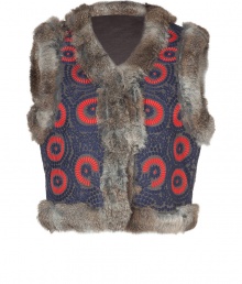 Inject a luxe edge into your worldly wardrobe with Antik Batiks textural embroidered vest, detailed with taupe rabbit fur trim for an exquisitely chic finish - Collarless V-neckline, hidden front hook closures - Contemporary cropped, straight fit - Pair with leather leggings and impossibly cool accessories Inject a luxe edge into your worldly wardrobe with Antik Batiks textural embroidered vest, detailed with taupe rabbit fur trim for an exquisitely chic finish - Collarless V-neckline, hidden front hook closures - Contemporary cropped, straight fit - Pair with leather leggings and impossibly cool accessories