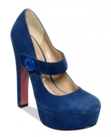 Paris Hilton's Mia platform pumps are cute and chunky with a decorative button closure on the pretty Mary Jane strap. Paris Hilton's Mia platform pumps are cute and chunky with a decorative button closure on the pretty Mary Jane strap.