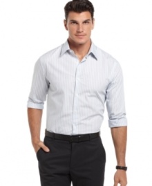 Embolden you business look with this striped shirt from Perry Ellis.