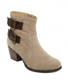 The devil's in the details of Rebel's Diablo booties. Contrasting double buckles strap across the ankle while a small stacked heel adds even more contrast. The devil's in the details of Rebel's Diablo booties. Contrasting double buckles strap across the ankle while a small stacked heel adds even more contrast.
