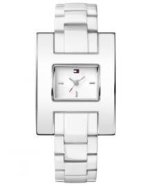 Iconic Tommy Hilfiger style marks this unique white-on-white watch. Iconic Tommy Hilfiger style marks this unique white-on-white watch.