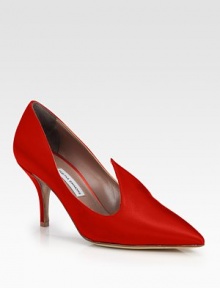 Scintillating loafer-inspired point toe pump of the finest Italian satin. Self-covered heel, 3½ (90mm)Satin upperPoint toeLeather lining and solePadded insoleMade in Italy Scintillating loafer-inspired point toe pump of the finest Italian satin. Self-covered heel, 3½ (90mm)Satin upperPoint toeLeather lining and solePadded insoleMade in Italy