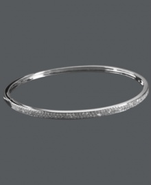 Sweet, stackable sparkle. Trio by Effy Collection's subtly shimmering bangle features dozens of round-cut diamonds (5/8 ct. t.w.) set in 14k white gold. Wear this style alone or pair it with other bangles for an ultra-chic layered look. Approximate diameter: 2-3/8 inches. Sweet, stackable sparkle. Trio by Effy Collection's subtly shimmering bangle features dozens of round-cut diamonds (5/8 ct. t.w.) set in 14k white gold. Wear this style alone or pair it with other bangles for an ultra-chic layered look. Approximate diameter: 2-3/8 inches.