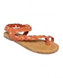 The Unlisted Pop Art Sandals reinvent the everyday thong with braided straps, innovative toe ring and fun ankle strap closure. The Unlisted Pop Art Sandals reinvent the everyday thong with braided straps, innovative toe ring and fun ankle strap closure.