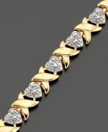 Love shines bright on this Victoria Townsend bracelet featuring glittering diamond-accented hearts set in 14k gold. Approximate length: 7-1/4 inches. Love shines bright on this Victoria Townsend bracelet featuring glittering diamond-accented hearts set in 14k gold. Approximate length: 7-1/4 inches.