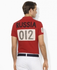 Celebrate the spirit of the 2012 Olympic Games with an iconic rugby shirt in breathable cotton mesh, finished with a bold country details and Ralph Lauren's signature Big Pony.