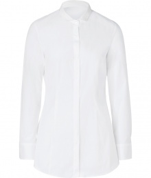 With its crisp cotton stretch and pristine petite collar, Brunello Cucinellis long sleeve shirt is a sleek choice for effortless everyday elegance - Petite mandarin-style collar, long sleeves, buttoned cuffs, hidden front button panel, shirttail hemline - Tailored fit - Wear with slim-fit separates, a luxe cashmere knit and ankle boots With its crisp cotton stretch and pristine petite collar, Brunello Cucinellis long sleeve shirt is a sleek choice for effortless everyday elegance - Petite mandarin-style collar, long sleeves, buttoned cuffs, hidden front button panel, shirttail hemline - Tailored fit - Wear with slim-fit separates, a luxe cashmere knit and ankle boots