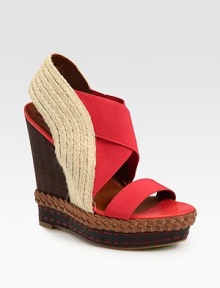 Braided hemp slingback and comfy elastic criss-cross straps add stretch to this timeless wedge with braided leather trim. Stacked leather-trim wedge, 5 (125mm)Stacked platform with leather trim, 1 (25mm)Compares to a 4 heel (100mm)Elastic, hemp and leather upperLeather lining and solePadded insoleImported Braided hemp slingback and comfy elastic criss-cross straps add stretch to this timeless wedge with braided leather trim. Stacked leather-trim wedge, 5 (125mm)Stacked platform with leather trim, 1 (25mm)Compares to a 4 heel (100mm)Elastic, hemp and leather upperLeather lining and solePadded insoleImported