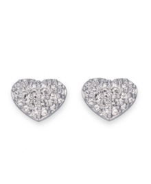 Love is always on your side. These sweet, heart-shaped Swarovski studs feature sparkling crystal pave on rhodium-plated mixed metal. Approximate width: 1/2 inch. Love is always on your side. These sweet, heart-shaped Swarovski studs feature sparkling crystal pave on rhodium-plated mixed metal. Approximate width: 1/2 inch.