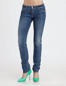Slim-fit stretch denim finished with slight abrasions for an authentically-crafted look.THE FITNarrow leg openingNatural rise, about 7½Inseam, about 33THE DETAILSZip flyFive-pocket styleSignature stitch back patch pockets87% cotton/12% polyester/1% spandexMachine washMade in USA of imported fabricModel shown is 5'9½ (176cm) wearing US size 4. Slim-fit stretch denim finished with slight abrasions for an authentically-crafted look.THE FITNarrow leg openingNatural rise, about 7½Inseam, about 33THE DETAILSZip flyFive-pocket styleSignature stitch back patch pockets87% cotton/12% polyester/1% spandexMachine washMade in USA of imported fabricModel shown is 5'9½ (176cm) wearing US size 4.