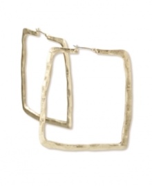 A modern spin on a timeless classic. Chic earrings by RACHEL Rachel Roy feature a square-shaped hoop design crafted in worn gold tone mixed metal. Approximate diameter: 1-1/4 inches. A modern spin on a timeless classic. Chic earrings by RACHEL Rachel Roy feature a square-shaped hoop design crafted in worn gold tone mixed metal. Approximate diameter: 1-1/4 inches.